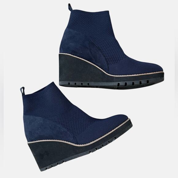 NWOT Eileen Fisher Quill Stretch Navy Booties – Sz 11 - Picture 6 of 8